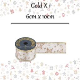 VFM e-Store Christmas Ribbon Garland 6cm x 10cm Gold X 1 - Size: 6 cm x 10 cm - thumbnail 2