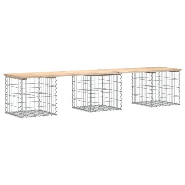 Berkfield Home Garden Bench Gabion Design 203x44x42 cm Solid Wood Pine in Light Tan - Size: 203 x 44 x 42 cm - image 1