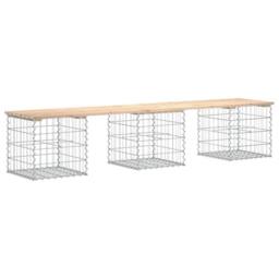 Berkfield Home Garden Bench Gabion Design 203x44x42 cm Solid Wood Pine in Light Tan - Size: 203 x 44 x 42 cm - thumbnail 5