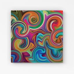 Warren Reed - Designer Colourful Wave Pattern Canvas in Red - Size: w40 inch x h40 inch - thumbnail 1