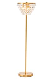 Orsina Clear Crystal Floor Lamp with Gold Metal Base, Elegant Crystal Bead Standing Lamp for Living Room - thumbnail 2