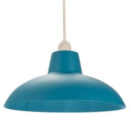 Happy Homewares Industrial Retro Designed Matt Curved Metal Ceiling Pendant Shade in Teal - thumbnail 1