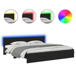 Berkfield Home Bed Frame with Headboard Black Oak 180 x 200 cm Engineered Wood - thumbnail 2