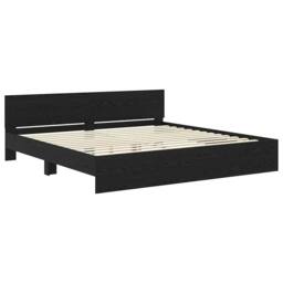 Berkfield Home Bed Frame with Headboard Black Oak 180 x 200 cm Engineered Wood - thumbnail 5