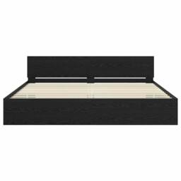 Berkfield Home Bed Frame with Headboard Black Oak 180 x 200 cm Engineered Wood - thumbnail 6