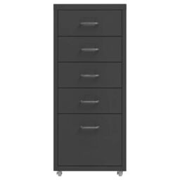Berkfield Home Mobile File Cabinet Anthracite 28x41x69 cm Metal in Black - Size: 28 x 41 x 69 cm - thumbnail 2