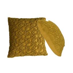 Wyld Haus Hautvillers Set of 2 Handwoven Mustard Cushion Covers 45 x 45cm - Size: 45 x 45 cm - thumbnail 3