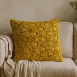Wyld Haus Hautvillers Set of 2 Handwoven Mustard Cushion Covers 45 x 45cm - Size: 45 x 45 cm