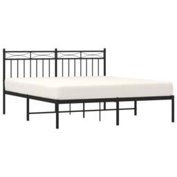 Berkfield Home Metal Bed Frame with Headboard Black 150x200 cm King Size - thumbnail 3