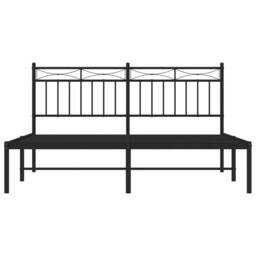 Berkfield Home Metal Bed Frame with Headboard Black 150x200 cm King Size - thumbnail 5