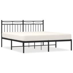 Berkfield Home Metal Bed Frame with Headboard Black 150x200 cm King Size - thumbnail 2