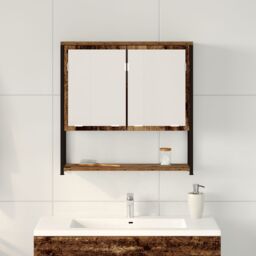 Berkfield Home Bathroom Mirror Cabinet Old Wood 60x16x60 cm Engineered Wood in Brown - Size: 60 x 16 x 60 cm - thumbnail 4