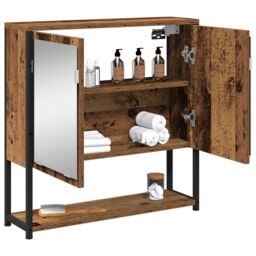 Berkfield Home Bathroom Mirror Cabinet Old Wood 60x16x60 cm Engineered Wood in Brown - Size: 60 x 16 x 60 cm - thumbnail 3