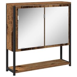 Berkfield Home Bathroom Mirror Cabinet Old Wood 60x16x60 cm Engineered Wood in Brown - Size: 60 x 16 x 60 cm - thumbnail 2