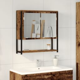 Berkfield Home Bathroom Mirror Cabinet Old Wood 60x16x60 cm Engineered Wood in Brown - Size: 60 x 16 x 60 cm - thumbnail 1