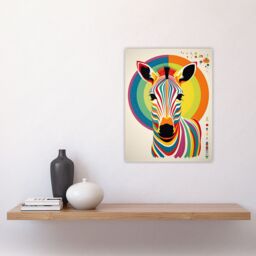 "Artery8 Bauhaus Zebra Rainbow Funky Modern Living Room Unframed Wall Art Print Poster Home Decor Premium - Size: W12"" x H16""" - thumbnail 4