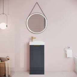 Balterley Dark Grey 400mm Floor Standing Vanity Unit with Brushed Brass Handle - thumbnail 2