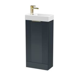 Balterley Dark Grey 400mm Floor Standing Vanity Unit with Brushed Brass Handle - thumbnail 1