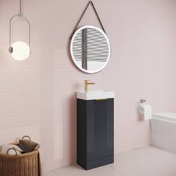 Balterley Dark Grey 400mm Floor Standing Vanity Unit with Brushed Brass Handle - thumbnail 4