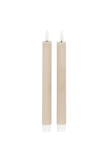 KDMD Luxe Collection Natural Glow Taupe Ribbed LED Taper Candles - image 1
