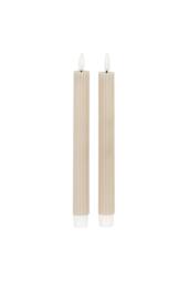 KDMD Luxe Collection Natural Glow Taupe Ribbed LED Taper Candles