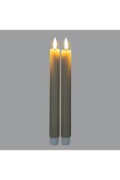 KDMD Luxe Collection Natural Glow Taupe Ribbed LED Taper Candles - thumbnail 2