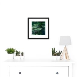 Artery8 Claude Monet Waterlilies Painting 8X8 Inch Square Wooden Framed Wall Art Print Picture with Mount in Black - thumbnail 2