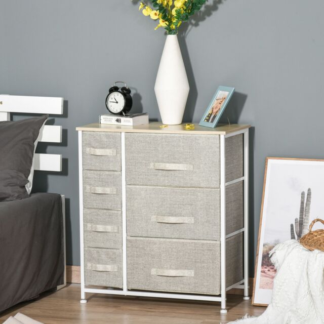 HOMCOM 7 Chest of Drawers Fabric Drawers with Metal Frame in Light Grey - image 1