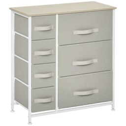 HOMCOM 7 Chest of Drawers Fabric Drawers with Metal Frame in Light Grey - thumbnail 2