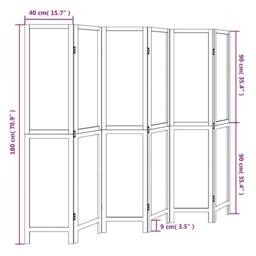 Berkfield Home Room Divider 6 Panels White Solid Wood Paulownia - thumbnail 8