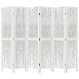 Berkfield Home Room Divider 6 Panels White Solid Wood Paulownia - thumbnail 4