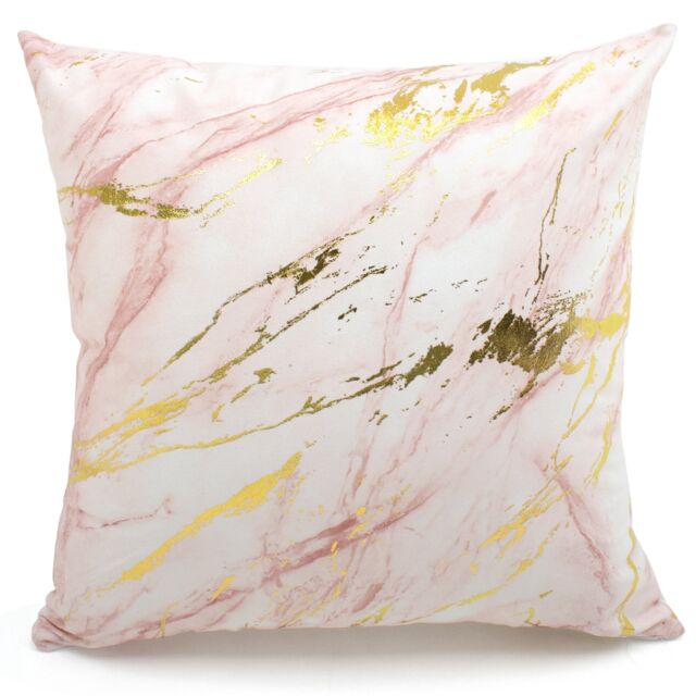 Velosso Foil Print Polycotton Cushion in Modern Design in Pink - Size: 43 cm x 43 cm