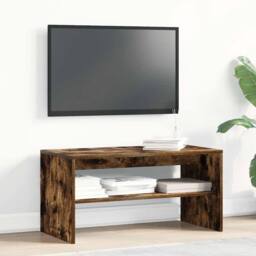 Berkfield Home TV Cabinet Smoked Oak 80x40x40 cm Engineered Wood in Brown - Size: 80 x 40 x 40 cm - thumbnail 4