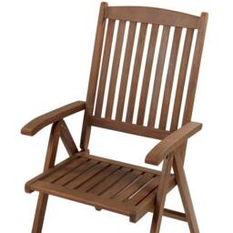 Wyld and Coco Acacia Wood Garden Chairs Set of 2 with Blue Cushions in Brown - thumbnail 9