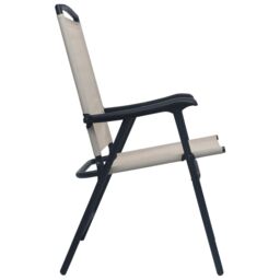 Berkfield Home Folding Garden Chairs 2 pcs Texilene Cream in Beige - thumbnail 4