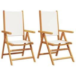 Berkfield Home Garden Chairs 2 pcs Cream White Solid Wood Acacia & Fabric