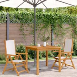 Berkfield Home Garden Chairs 2 pcs Cream White Solid Wood Acacia & Fabric - thumbnail 3