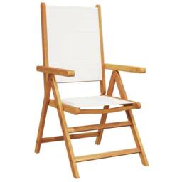 Berkfield Home Garden Chairs 2 pcs Cream White Solid Wood Acacia & Fabric - thumbnail 4