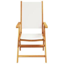 Berkfield Home Garden Chairs 2 pcs Cream White Solid Wood Acacia & Fabric - thumbnail 5