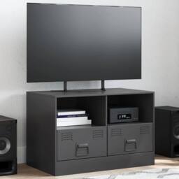 Berkfield Home TV Cabinet Black 67x39x44 cm Steel - Size: 67 x 39 x 44 cm - thumbnail 2
