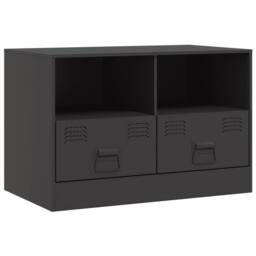 Berkfield Home TV Cabinet Black 67x39x44 cm Steel - Size: 67 x 39 x 44 cm - thumbnail 3
