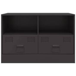 Berkfield Home TV Cabinet Black 67x39x44 cm Steel - Size: 67 x 39 x 44 cm - thumbnail 6