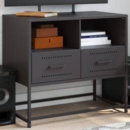 Berkfield Home TV Cabinet Black 68x39x60.5 cm Steel - thumbnail 2