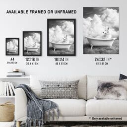 "Artery8 Husky in a Bathtub on Field Black White Surreal Wall Art Print in Grey - Size: W12"" x H16""" - thumbnail 3