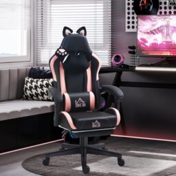 HOMCOM Gaming Chair with Footrest, Reclining Computer Chair, Black - thumbnail 1