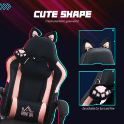 HOMCOM Gaming Chair with Footrest, Reclining Computer Chair, Black - thumbnail 4