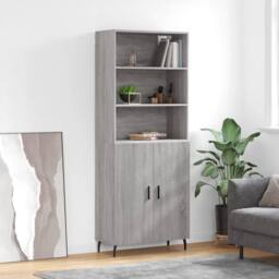 Berkfield Home Highboard Grey Sonoma 69.5x34x180 cm Engineered Wood - thumbnail 2