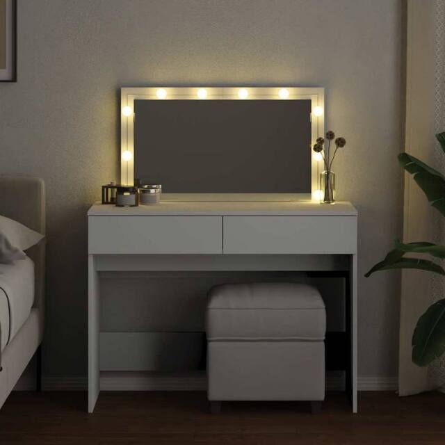 Berkfield Home Beautiful Dressing Table with LED White 100x40x120 cm - Size: 100 x 40 x 120 cm - image 1