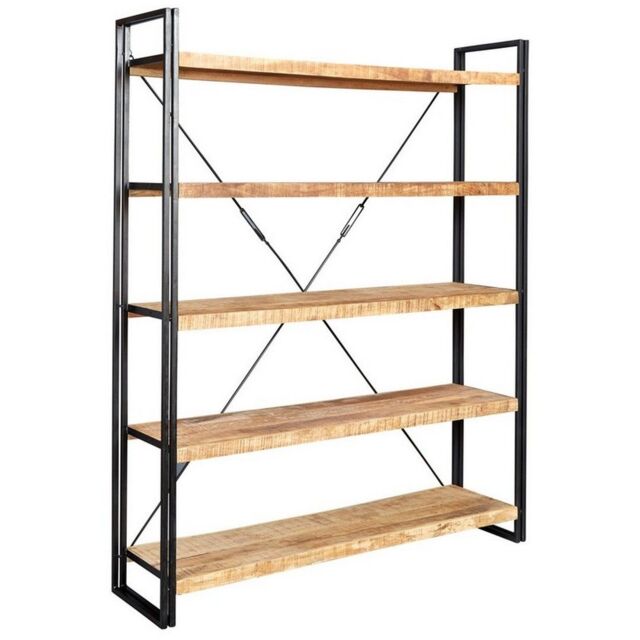 Indian Hub Cosmo Industrial Large Open Bookcase - L40 x W160 x H200 cm in Brown - image 1