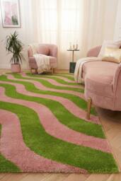 THE RUGS Joli Wavy Soft & Dense Pile Living Room & Bedroom Rug in Olive - Size: 120 cm x 170 cm - thumbnail 4